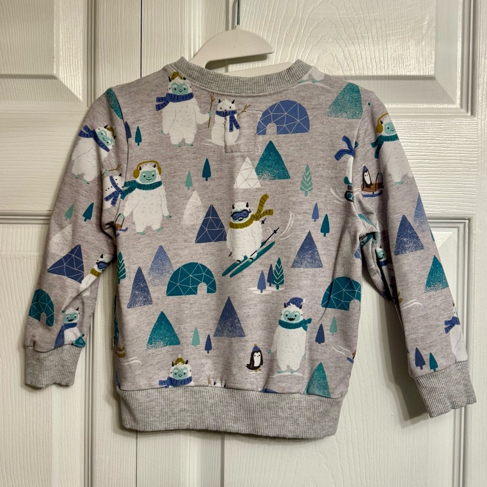 EUC Little Sleepies Crewneck Sweatshirt, Yeti, Size 12-18 months